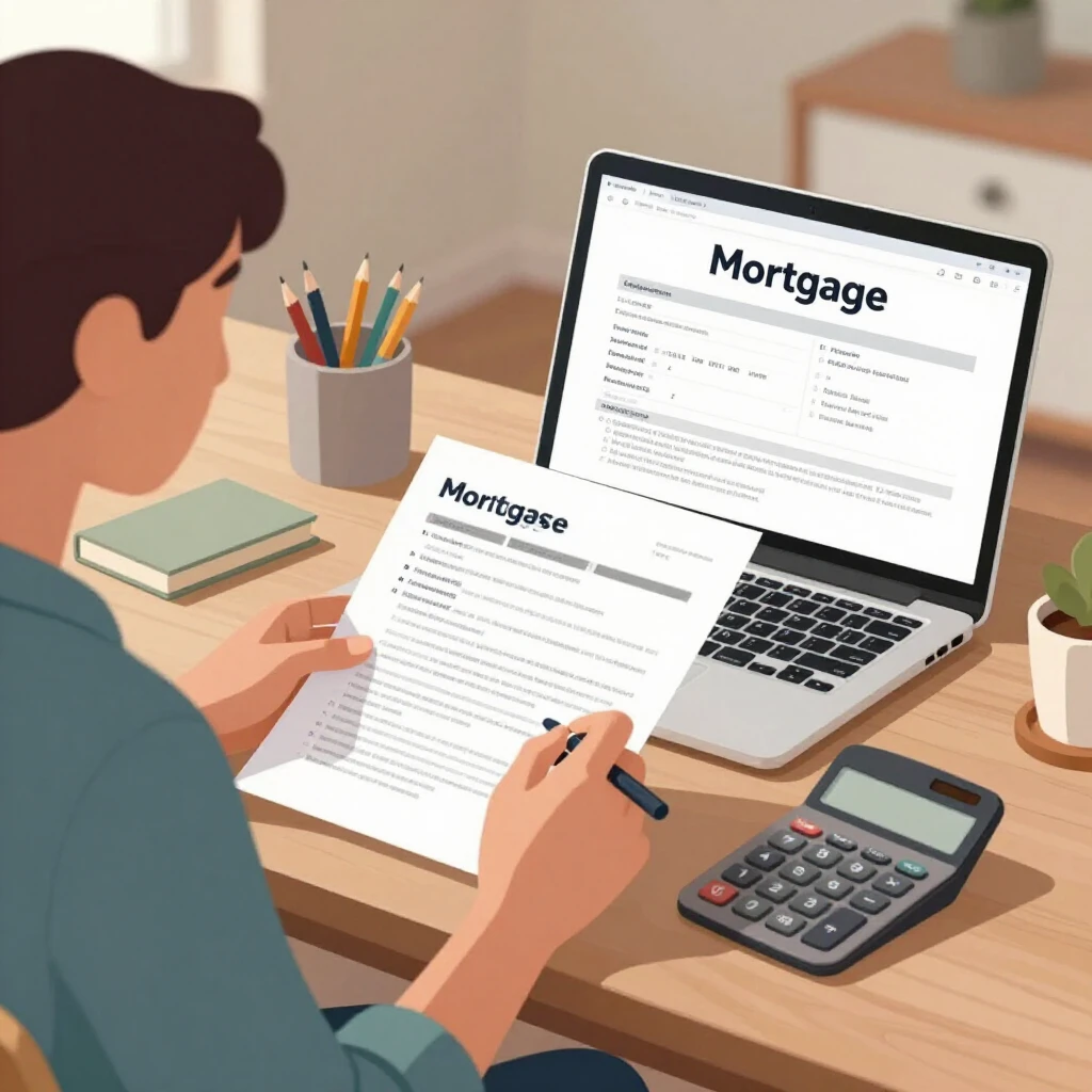 Homebuyer reviewing finances and mortgage options