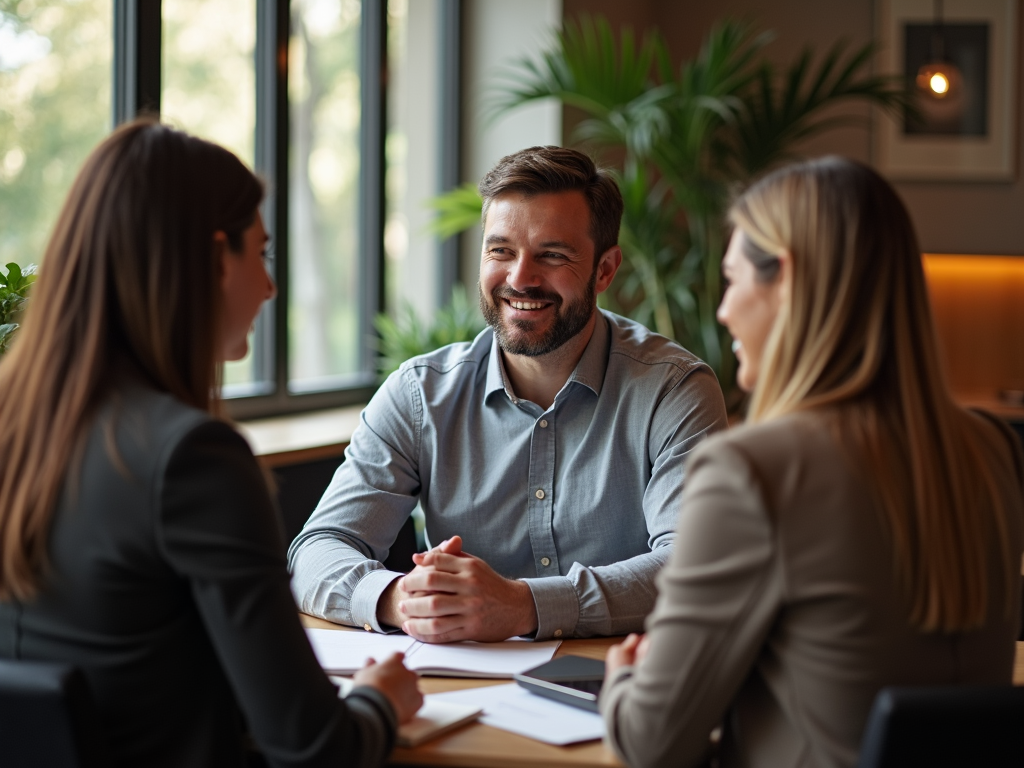Mortgage broker communicating with clients