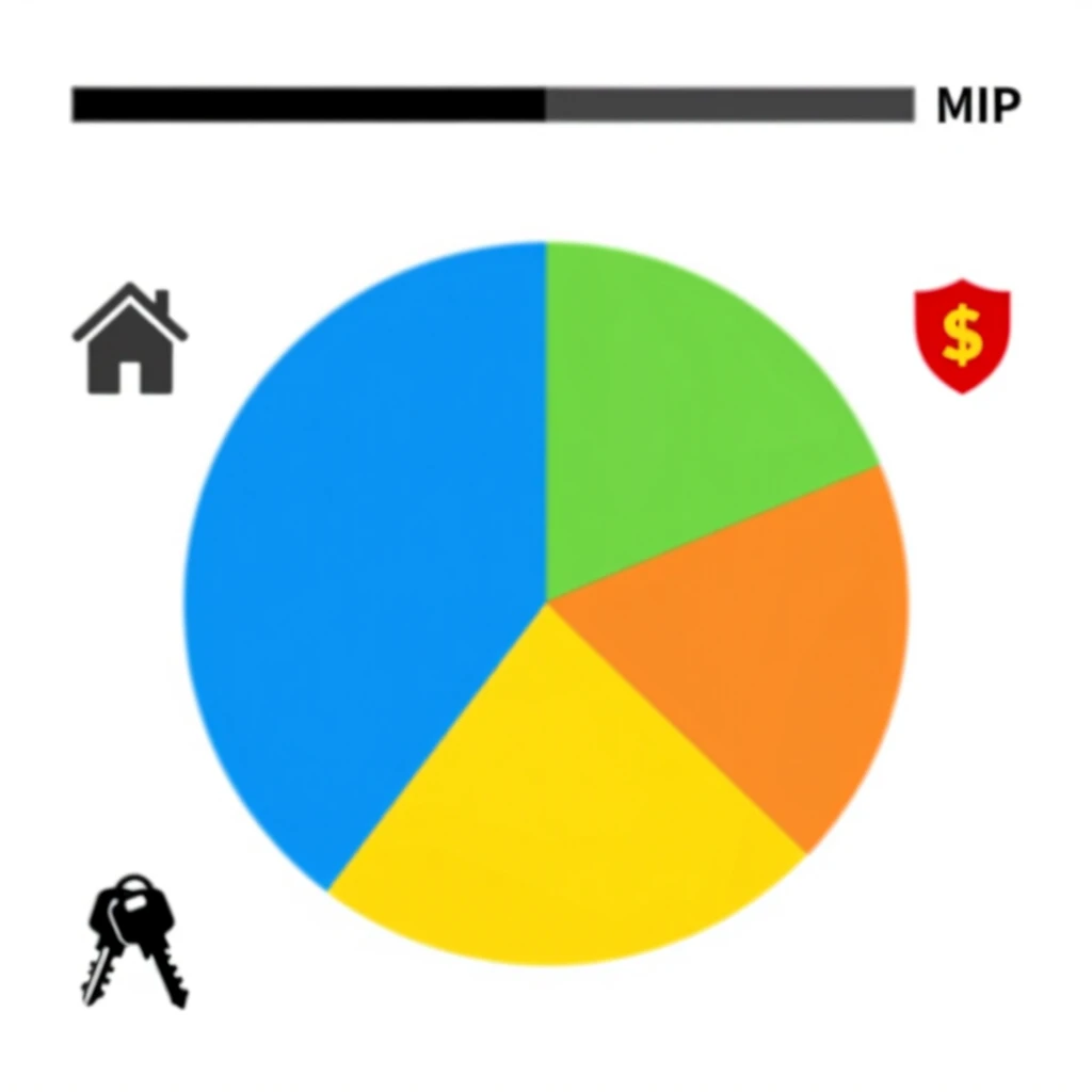Pie chart showing FHA mortgage payment components including MIP