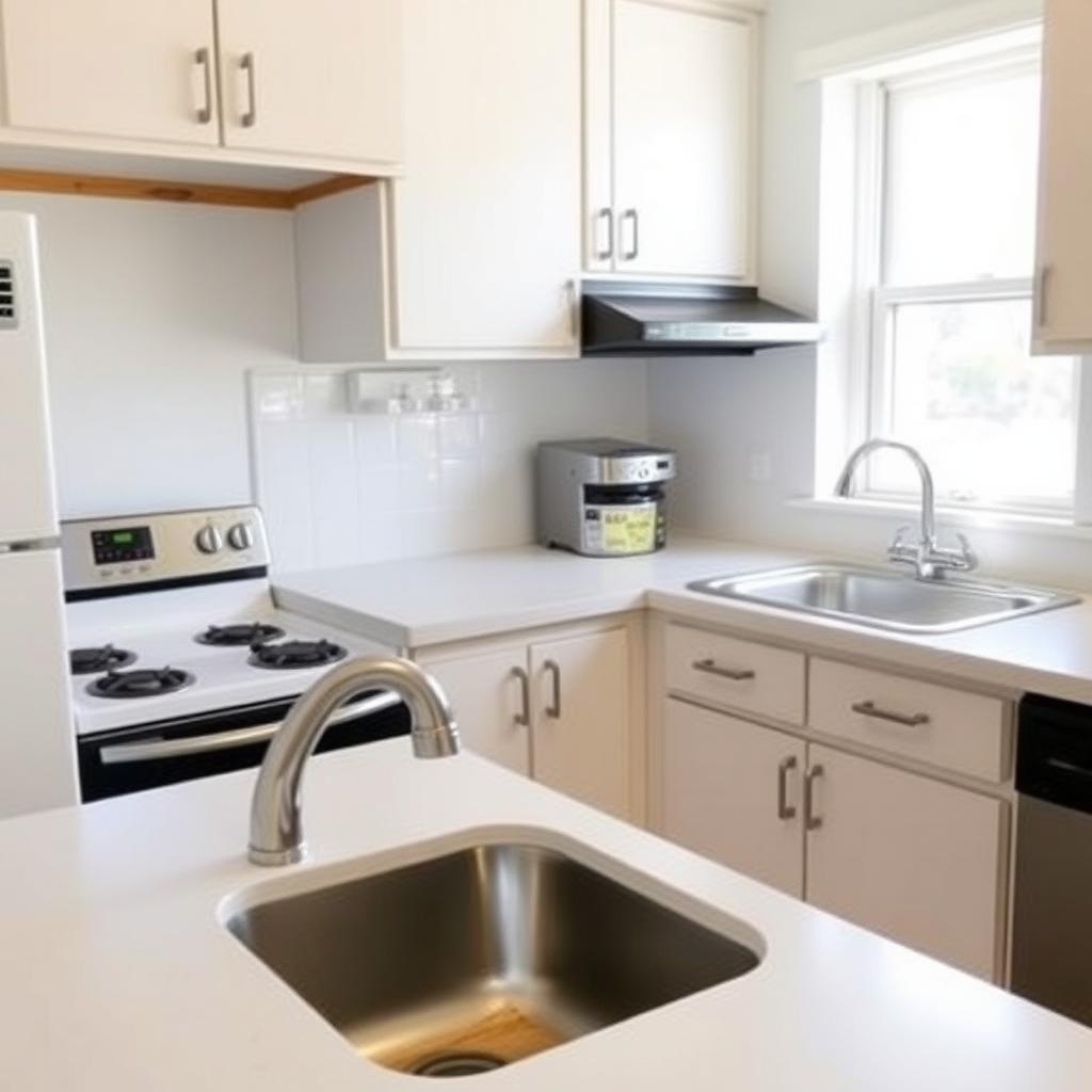 Modern kitchen with updated appliances and a clean, well-lit countertop.