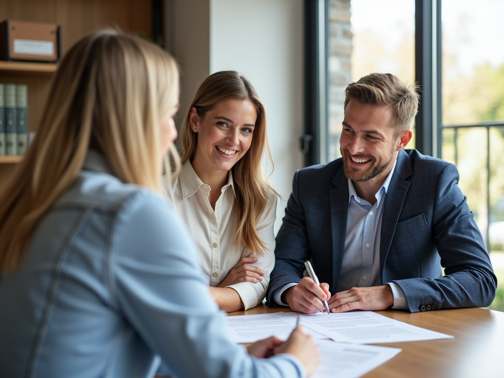 Couple consulting with mortgage advisor