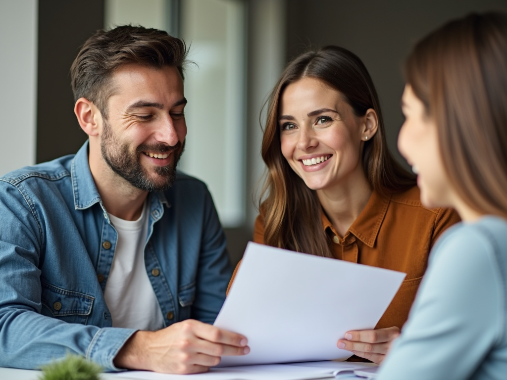 Couple consulting with mortgage advisor