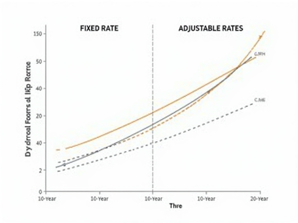 Graph showing fixed vs. adjustable mortgage rates.