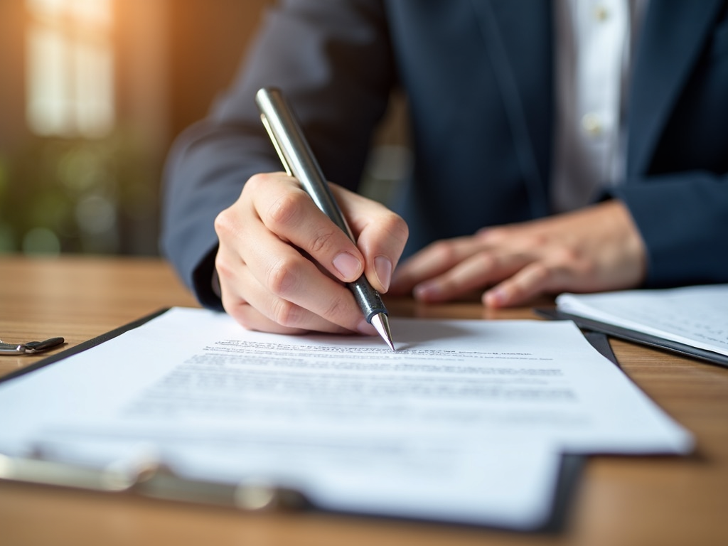 A borrower signing loan documents at closing.