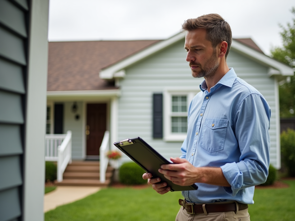 Real estate appraiser evaluating a home