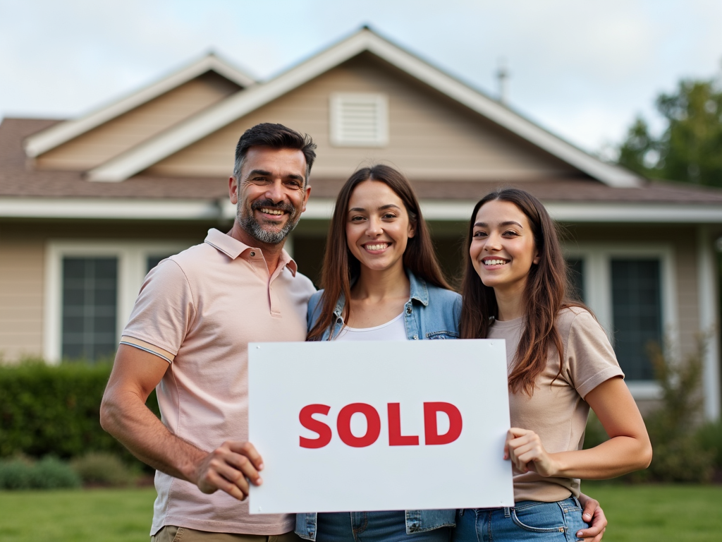 Family celebrating new home purchase