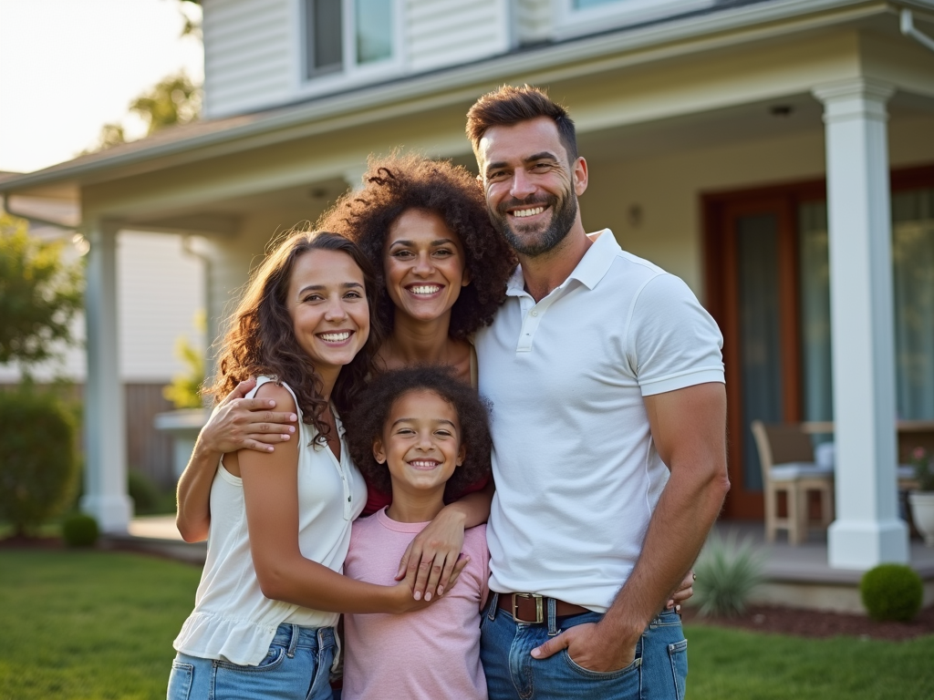 Family with realtor after successful pre-approval
