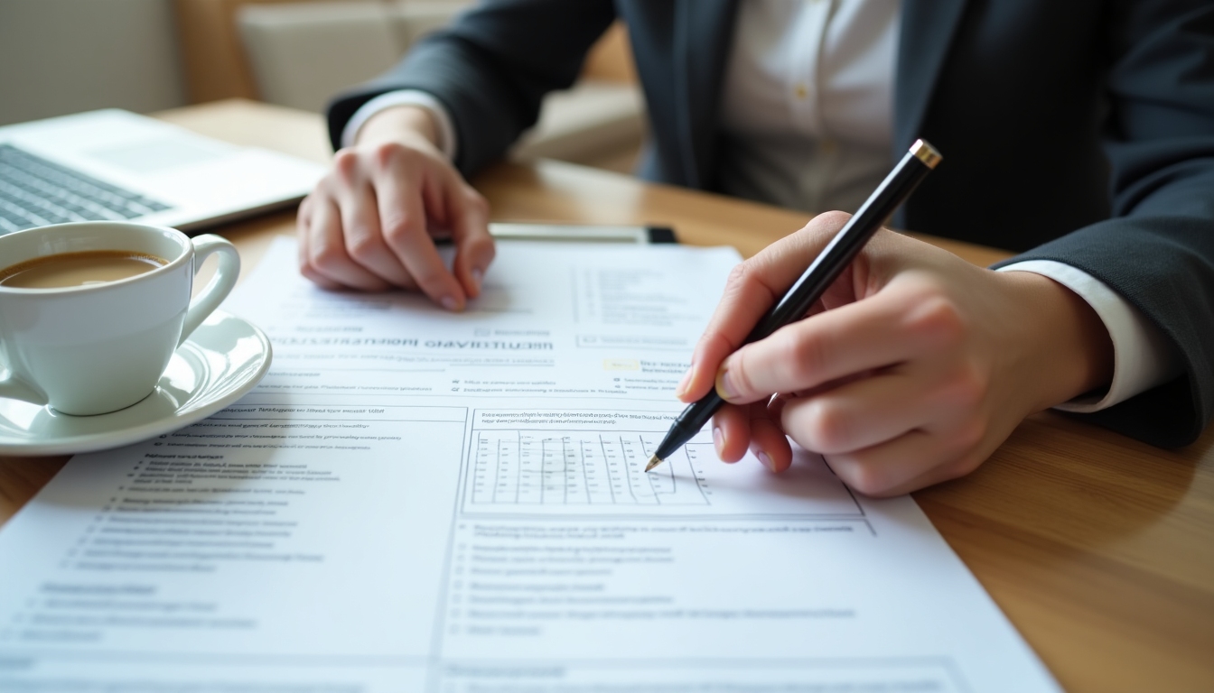 A person organizing documents and checking a checklist for FHA mortgage application requirements.