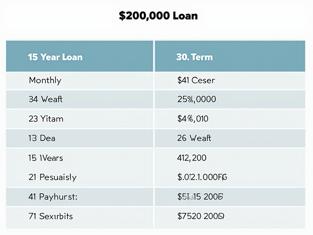 Mortgage term comparison table