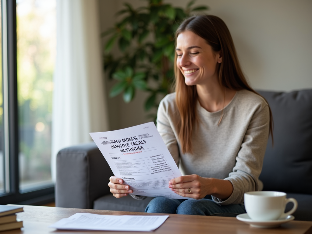 Person relieved after successful mortgage refinance