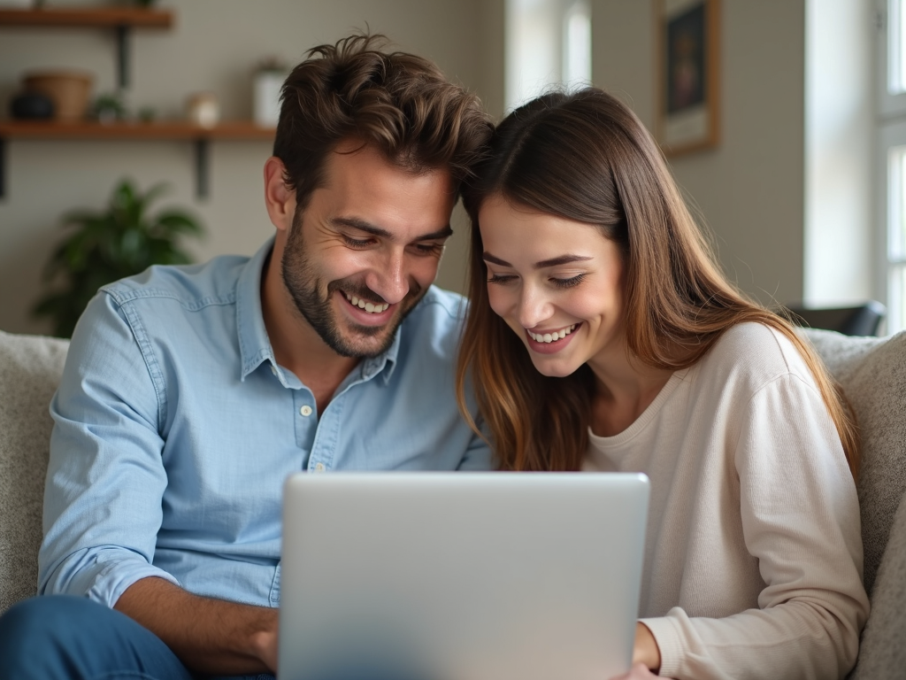 Couple researching FHA loans online