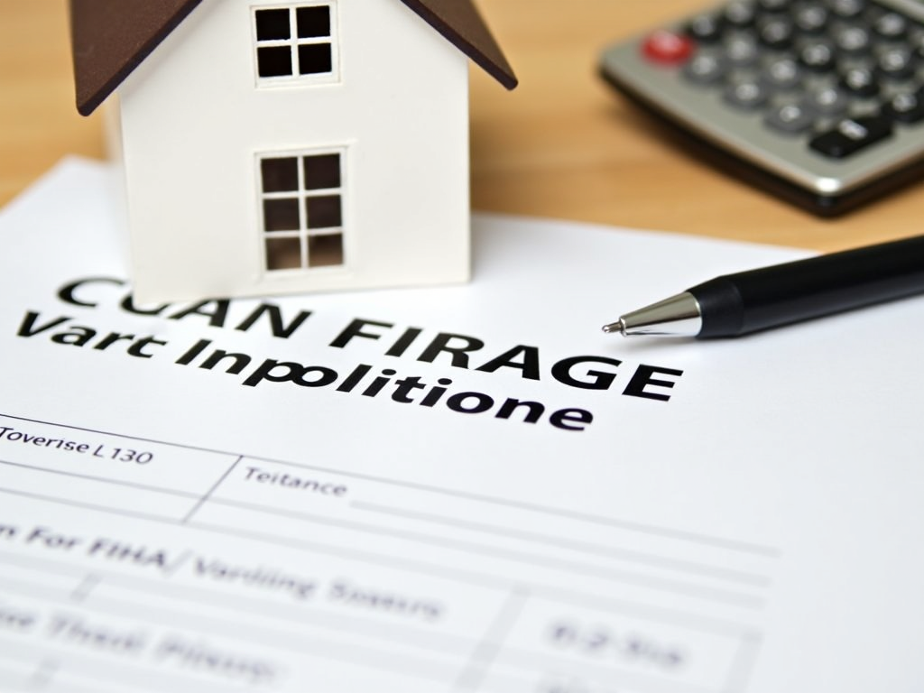 Mortgage application form with a calculator and model house
