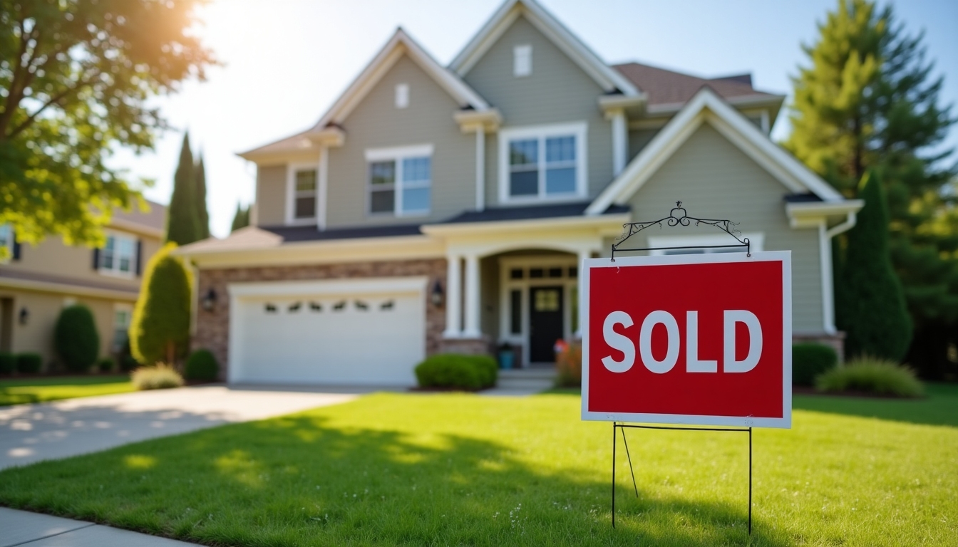 House with sold sign representing home equity