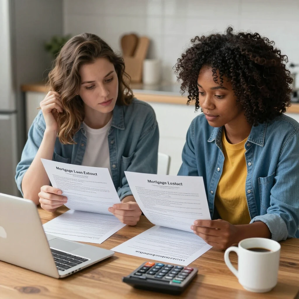 Couple comparing loan offers from multiple lenders