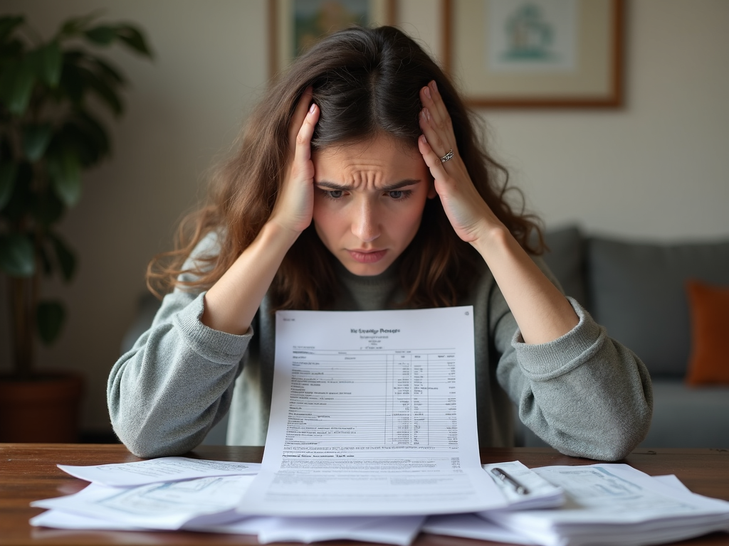 Homeowner managing bills before refinancing