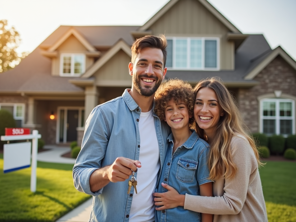 Family celebrating new home purchase