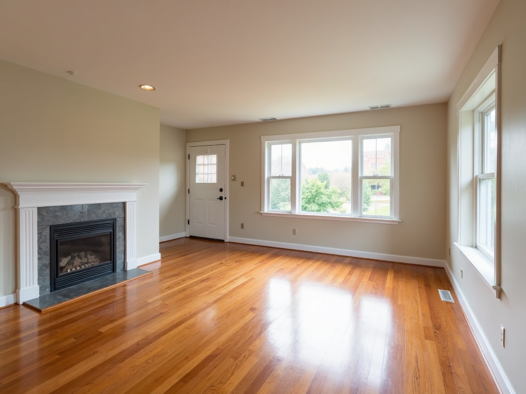 A clean and decluttered living room ready for a home inspection.
