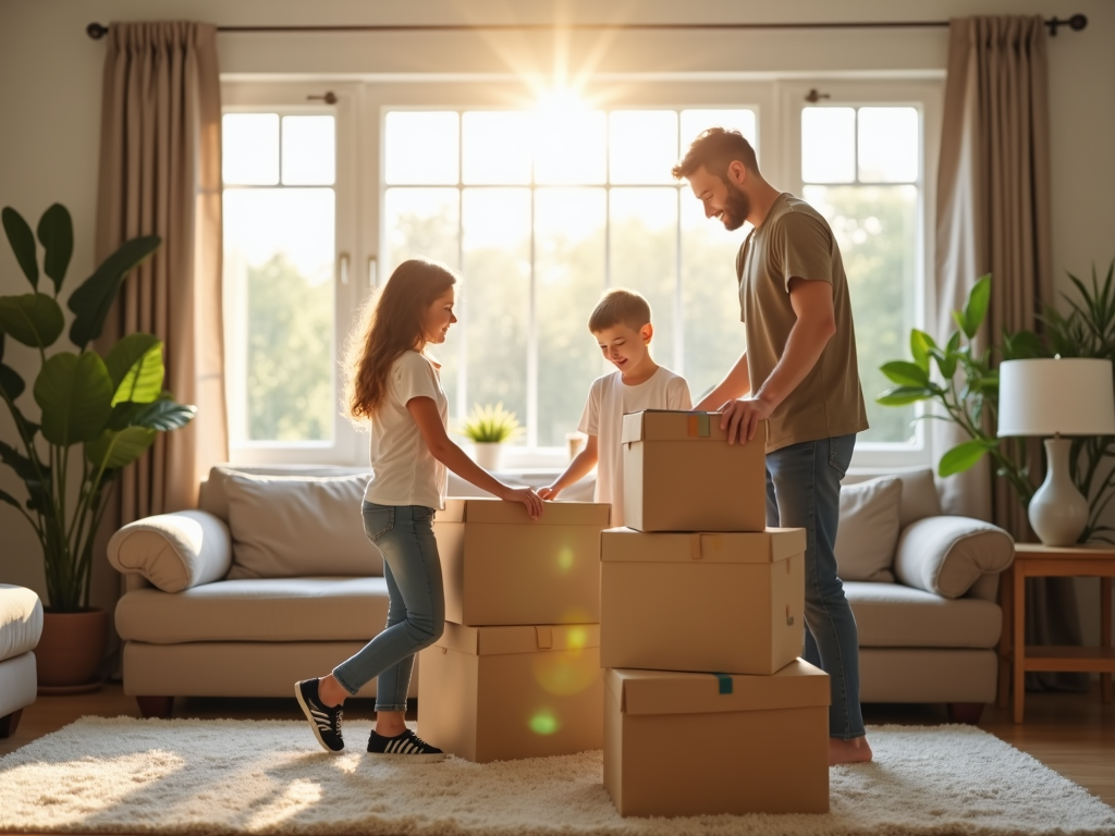 Family moving into their new home after FHA loan approval.