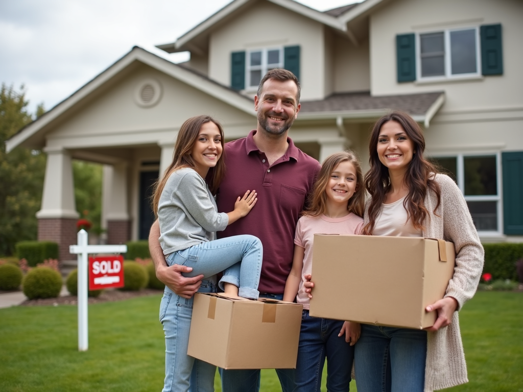 Family celebrating their new home purchase with an FHA loan