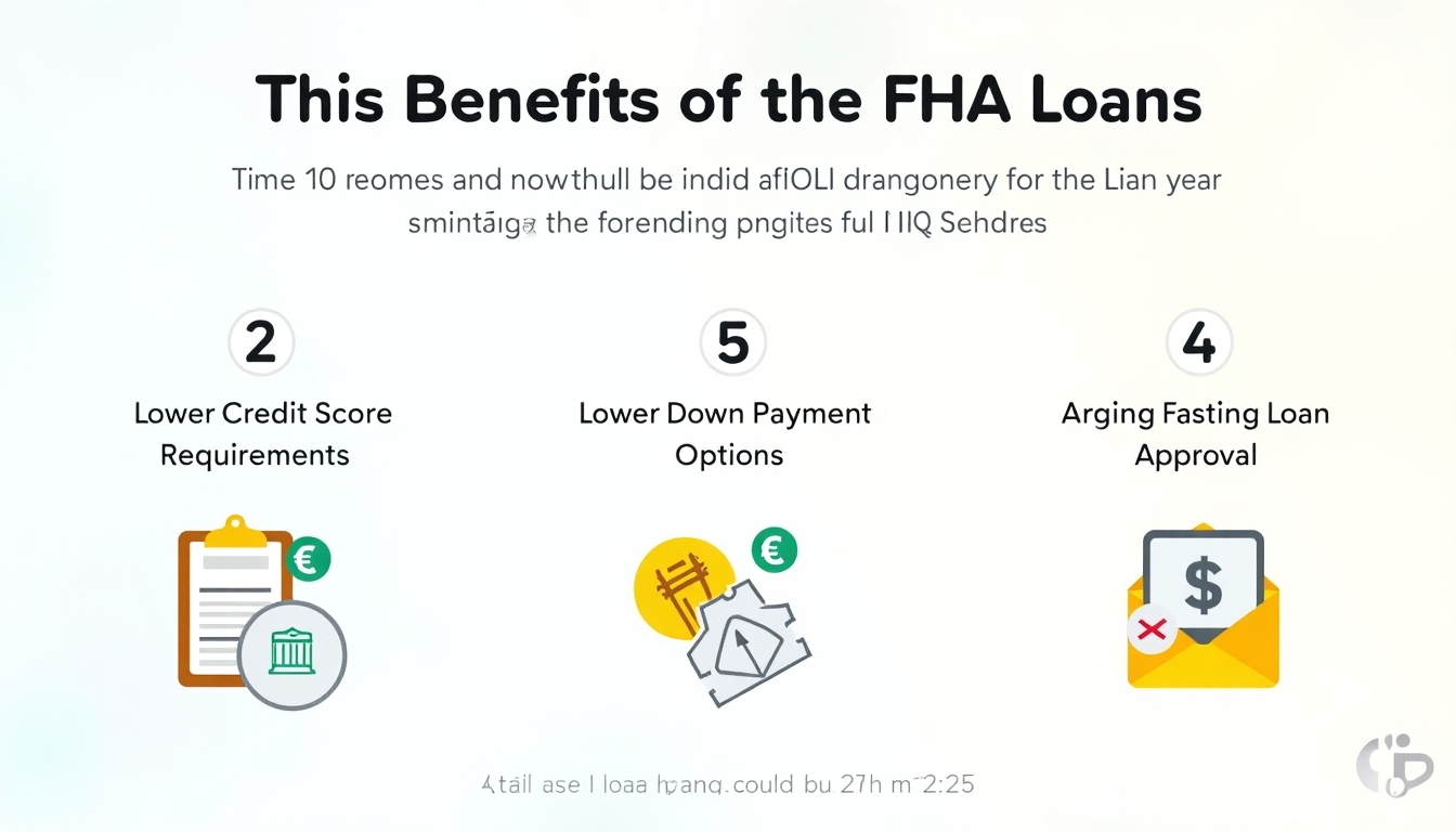 A simplified chart showing the benefits of FHA loans such as lower credit score requirements and smaller down payments.