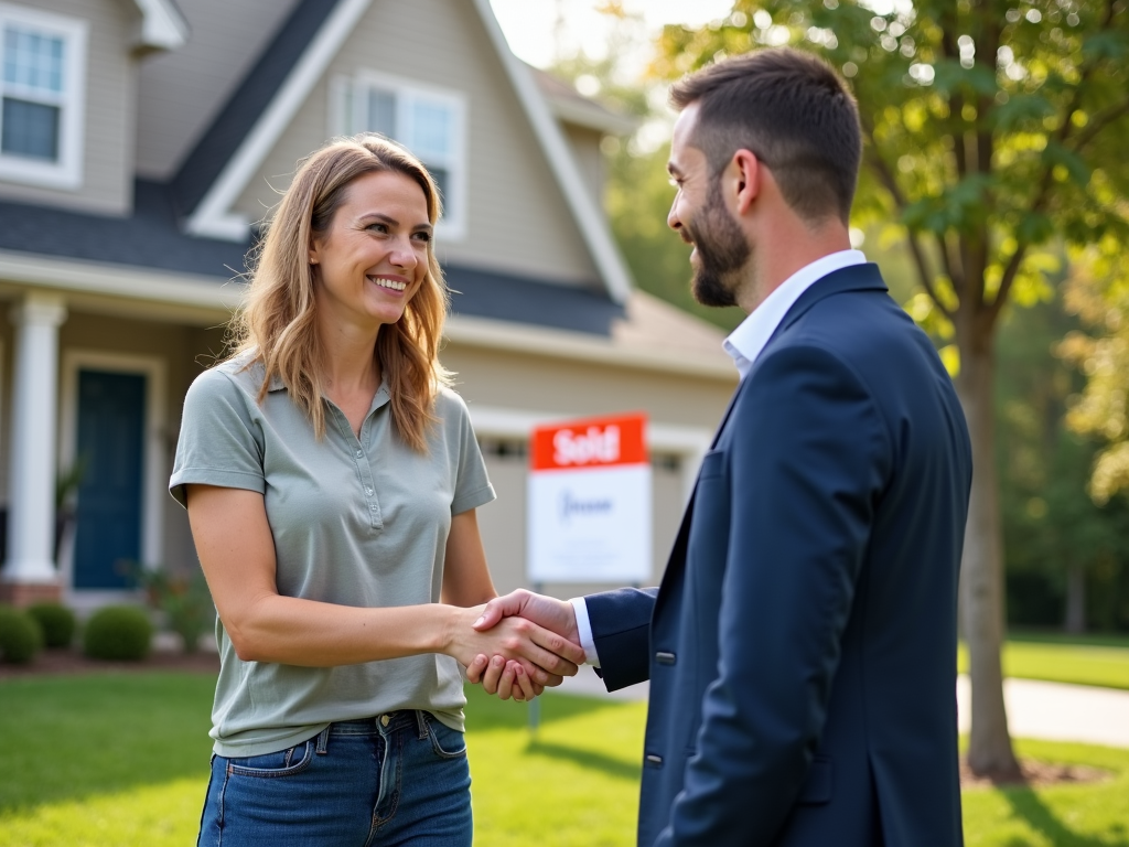 Client and broker celebrating home purchase