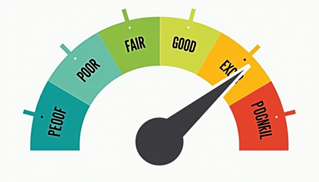 Credit score gauge showing a score in the FHA loan qualification range.