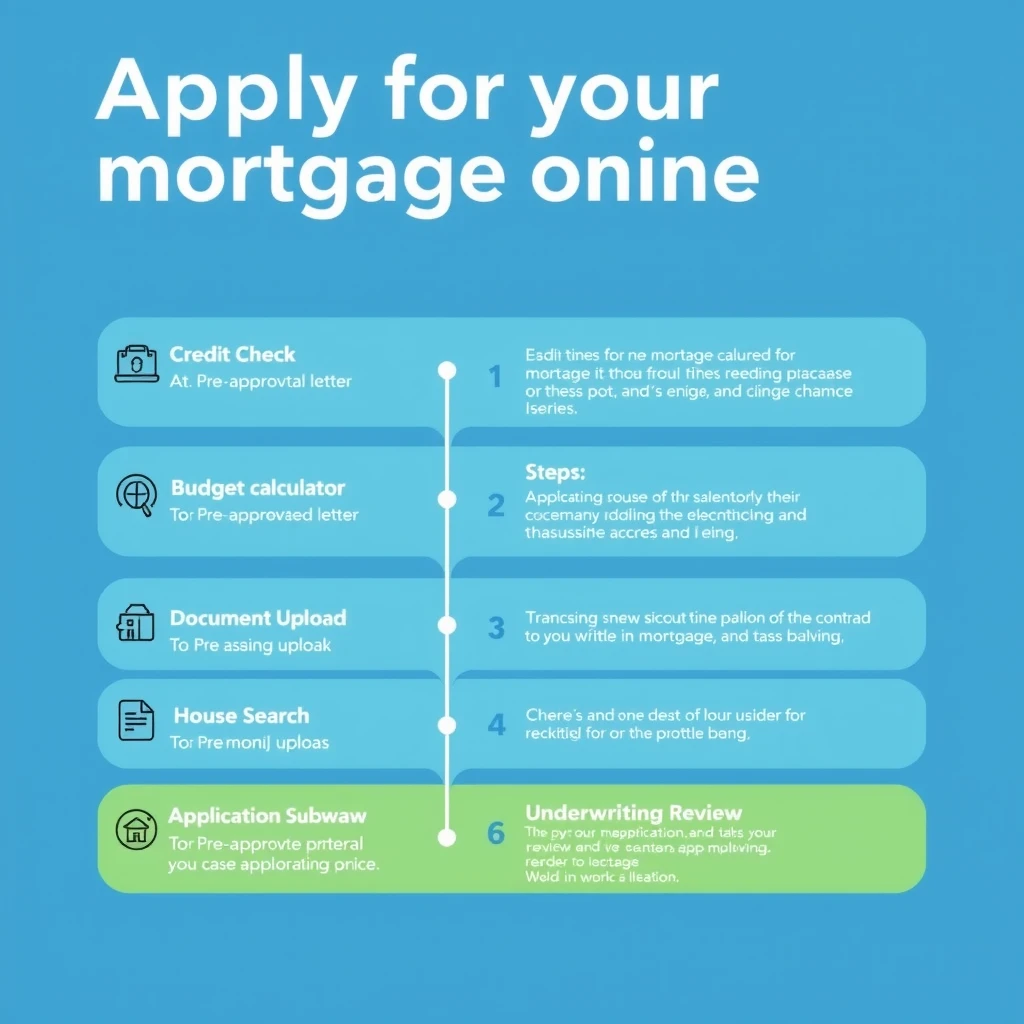 Infographic illustrating the steps to apply for a mortgage online