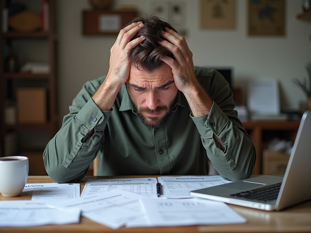 Man stressed over mortgage papers