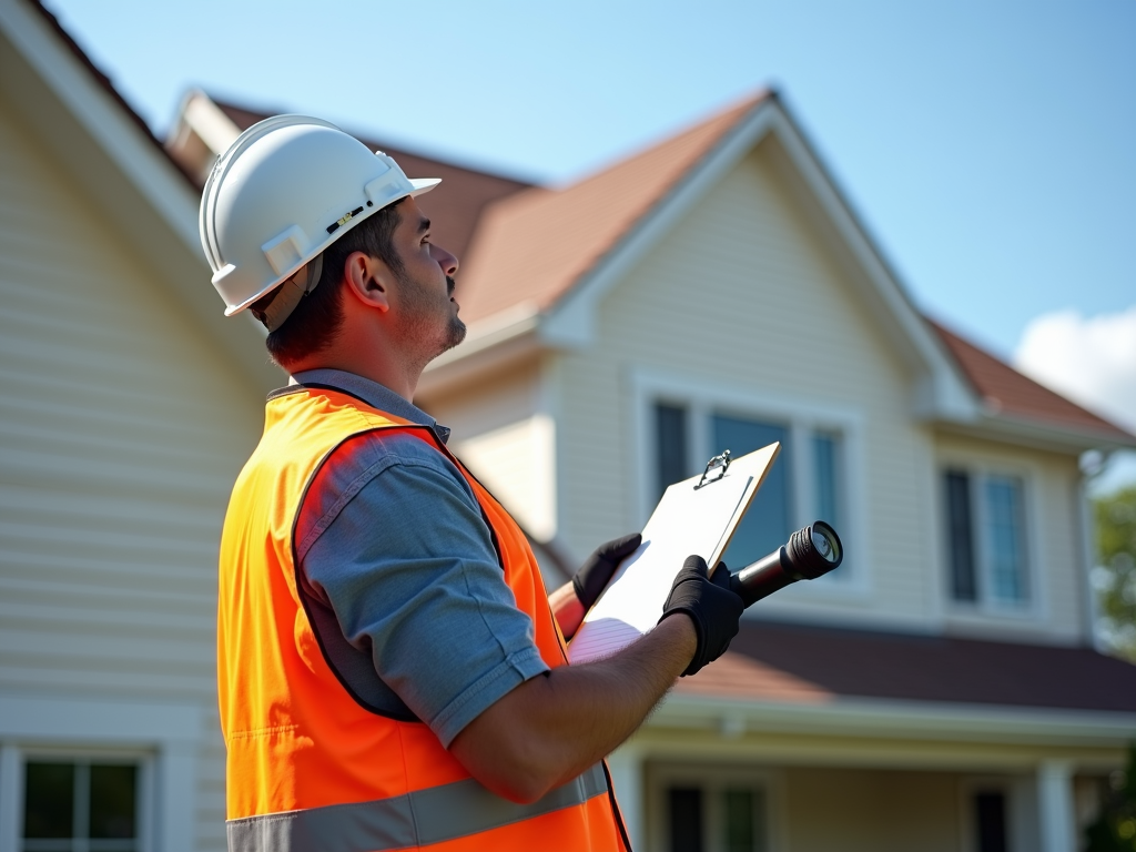 A home inspector checking a roof