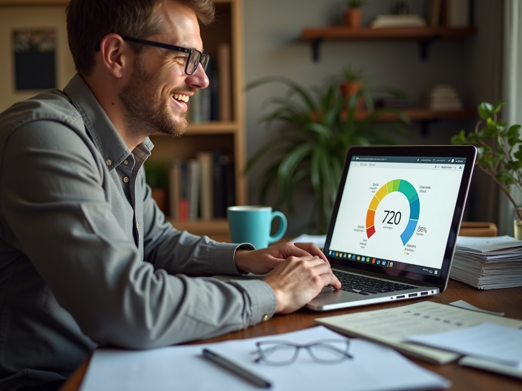 Man improving his credit score for a home loan