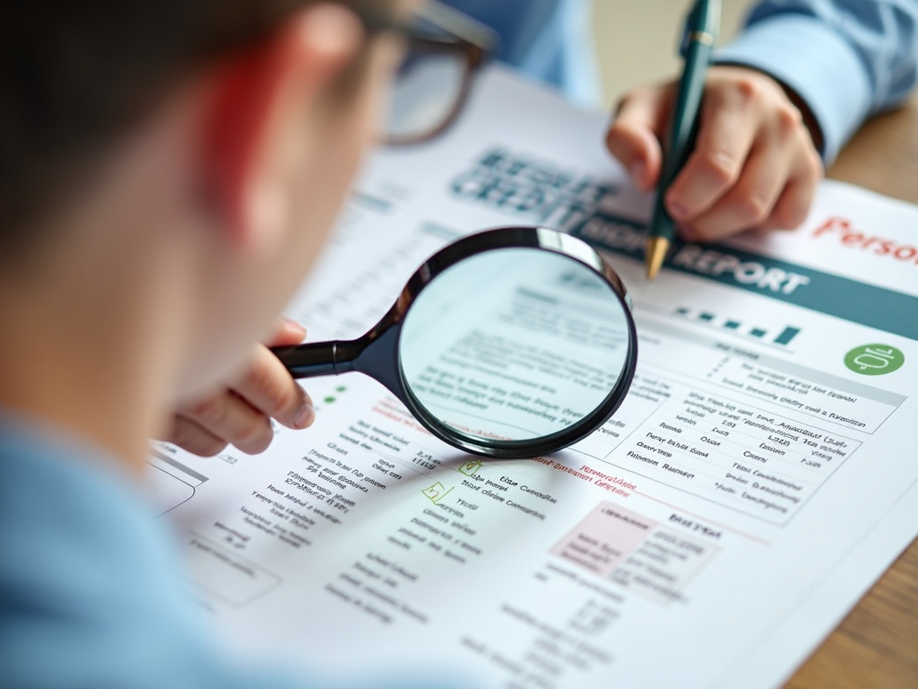 Person reviewing and disputing errors on their credit report