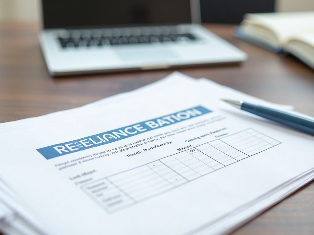 Organized desk with refinancing documents
