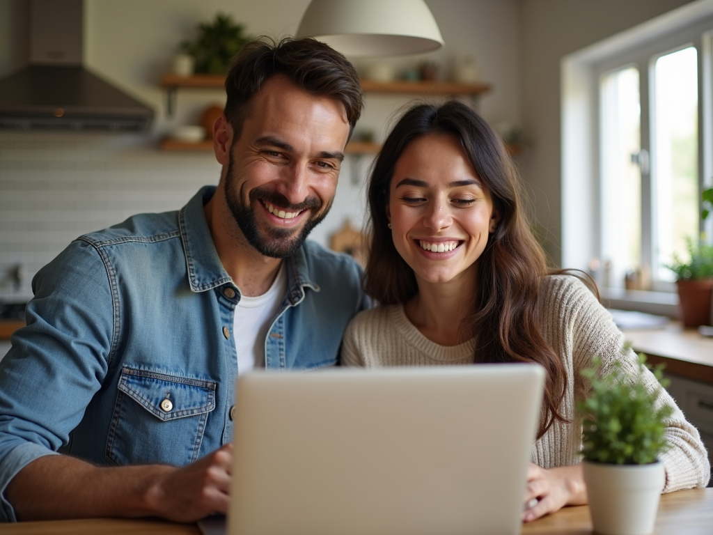 A couple researching mortgage rates online