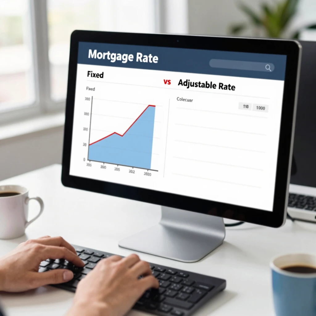 Mortgage rate calculator displaying fixed and adjustable options