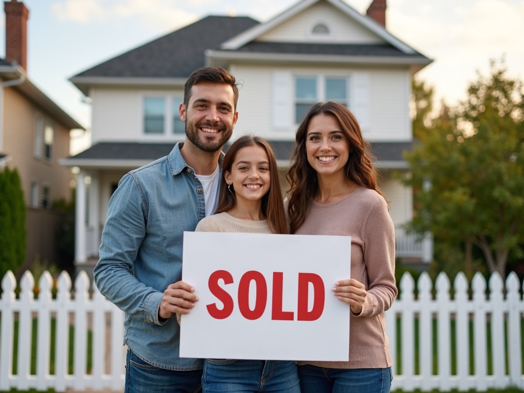 Family celebrating their new home purchase