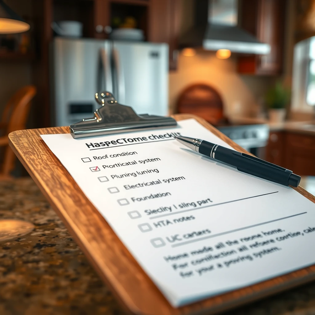Home inspection checklist clipboard focusing on key FHA appraisal items