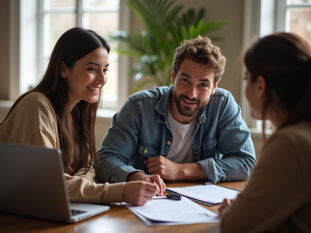 Mortgage advisor discussing FHA loans with a couple