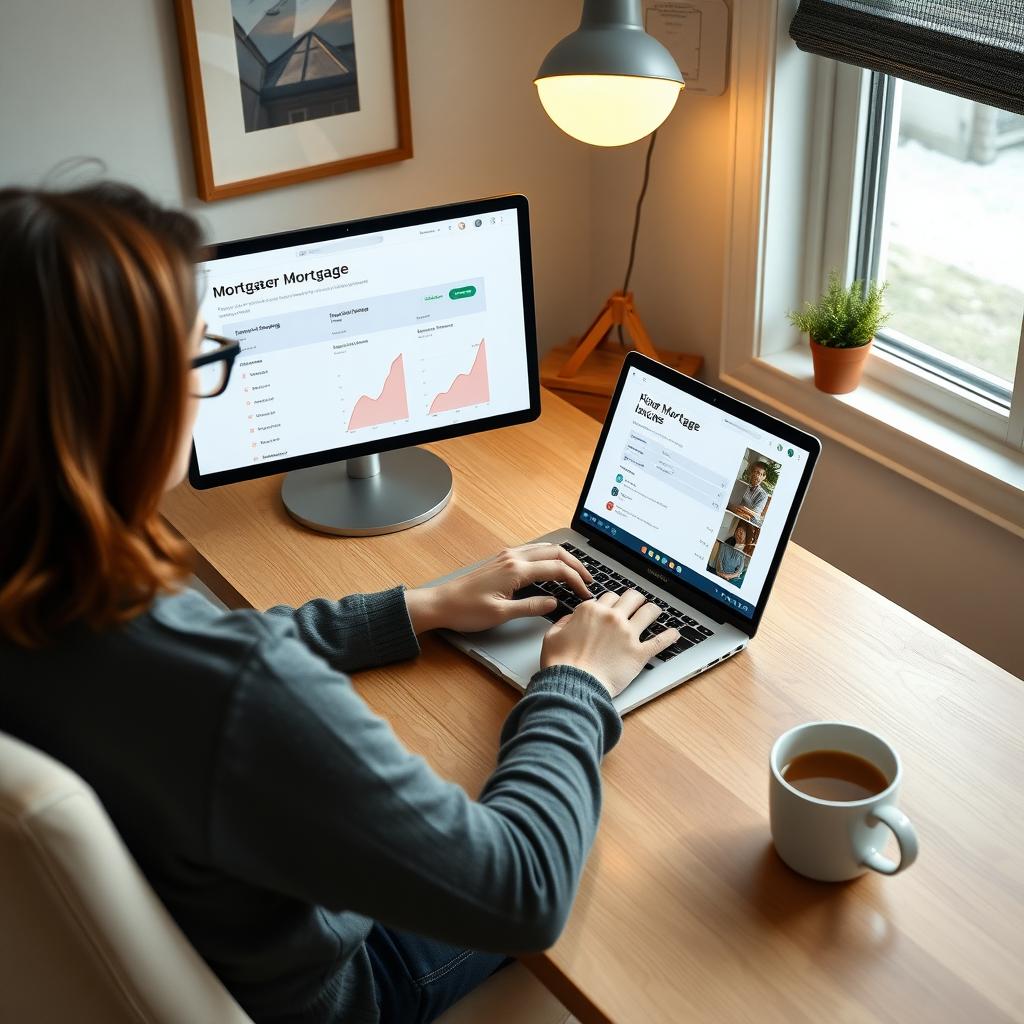 Person applying for a mortgage online at a home office desk