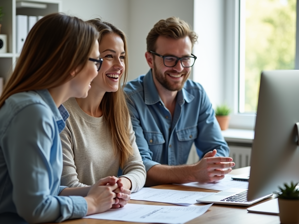 Couple discussing FHA refinancing with advisor