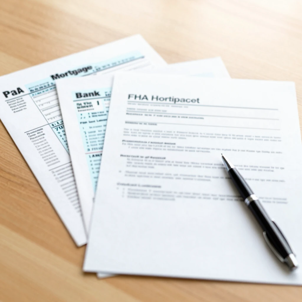 Organized documents needed for FHA mortgage application