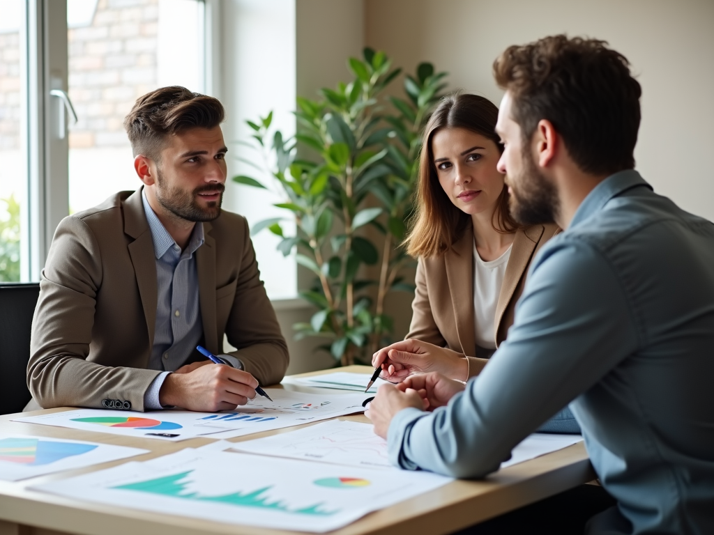 A financial advisor helping a couple understand mortgage options