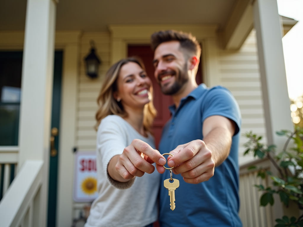 Couple celebrating their new home