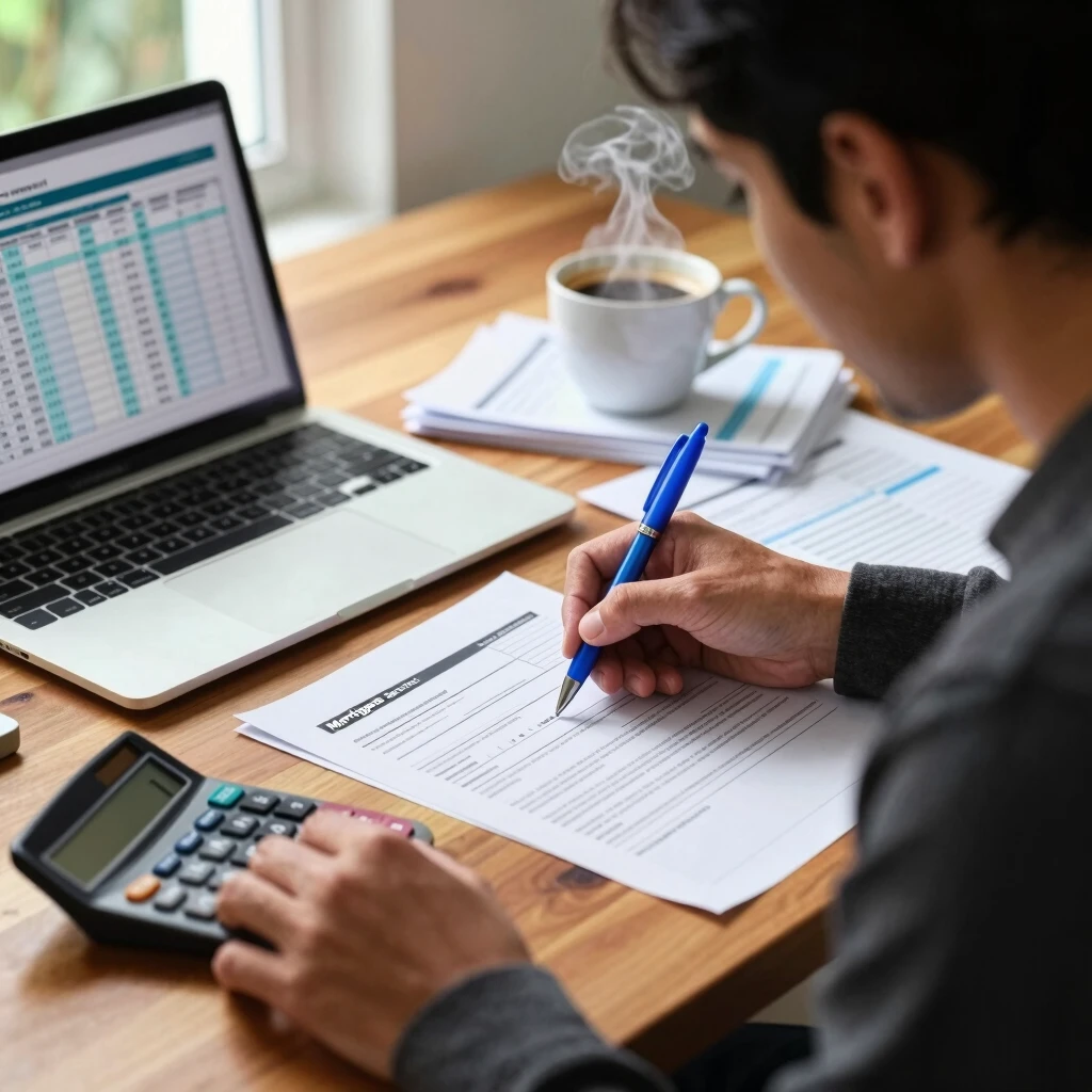 Person completing mortgage application paperwork