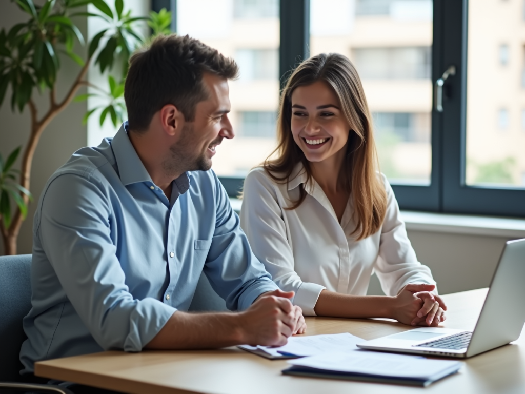 Mortgage broker consulting with clients