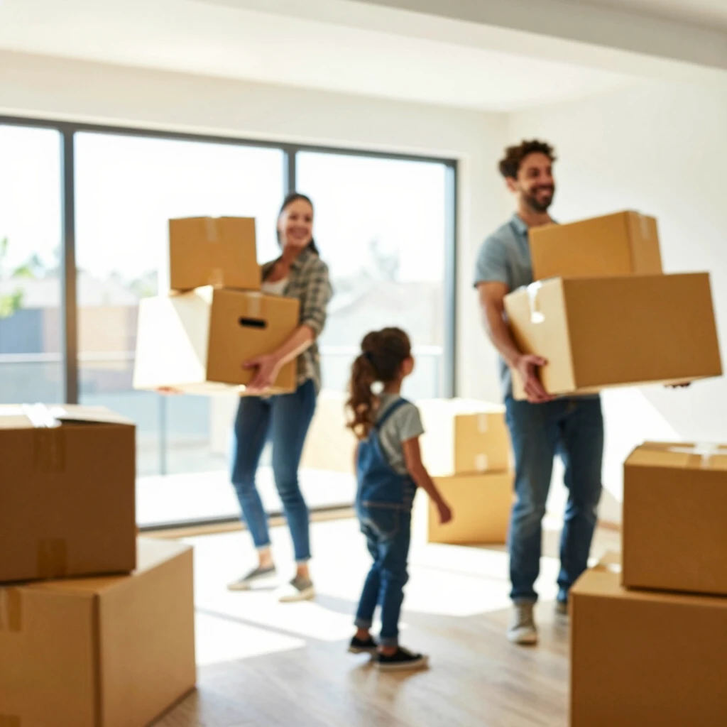 Family moving into their new home