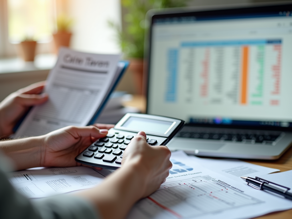 Person managing finances and budgeting