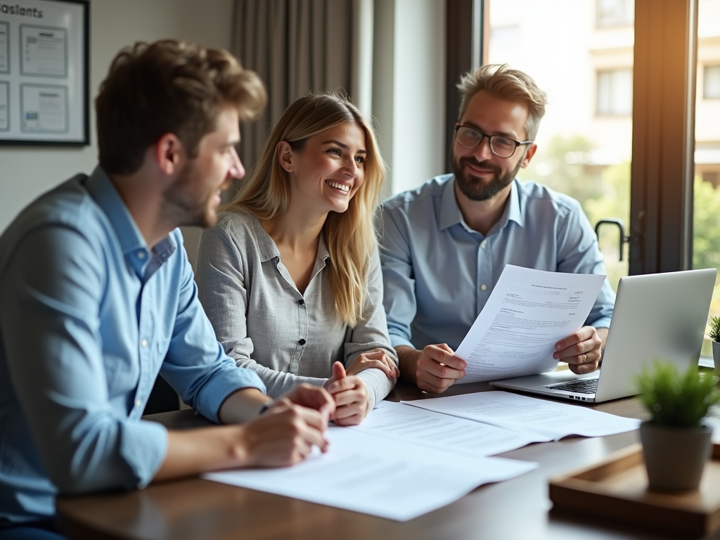 Real estate agent guiding first-time homebuyers through the process