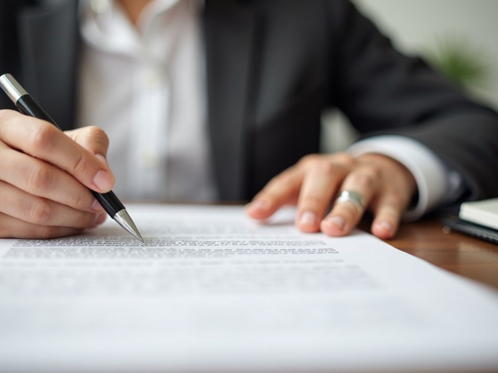 A borrower signing a purchase agreement for a property.