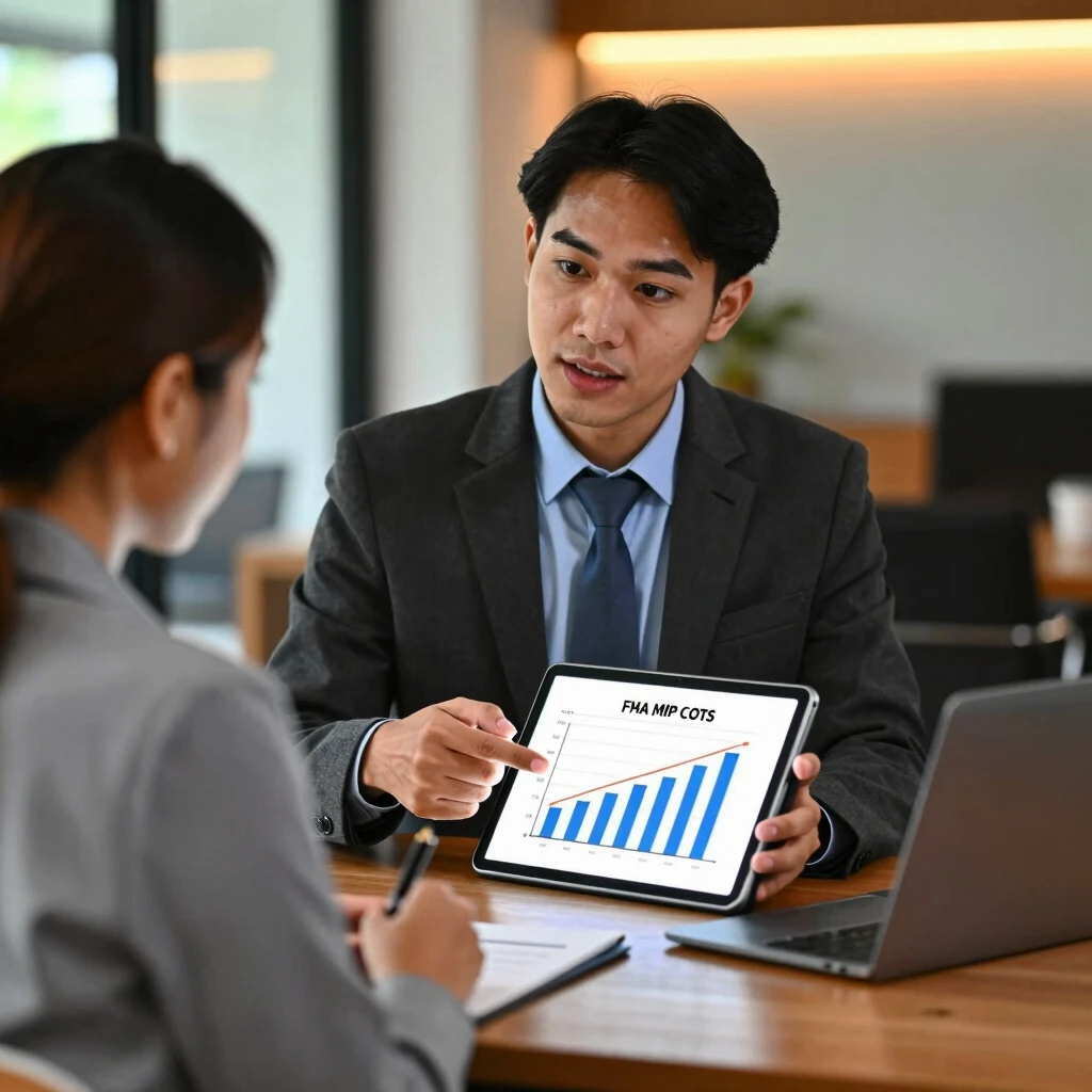 Advisor discussing FHA mortgage insurance costs with client