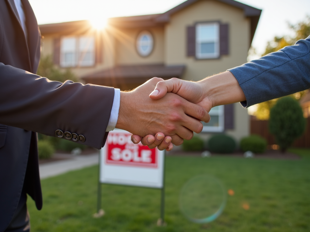 Mortgage broker and client celebrating a home sale